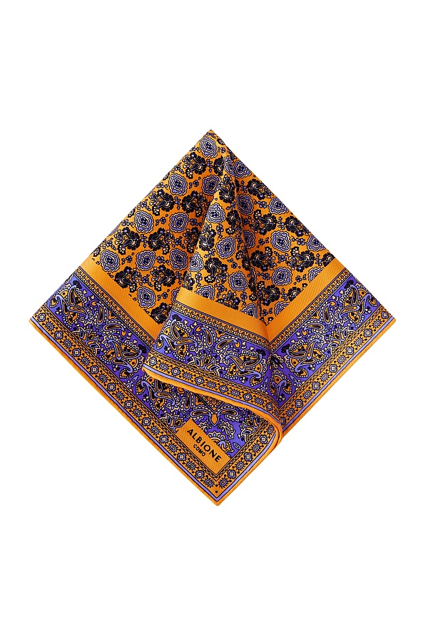 Оранжево-синий платок с цветочным узором