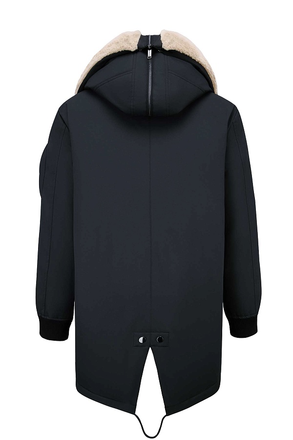 Графитовая пуховая парка с мехом