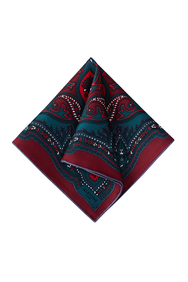 Бордовый платок с бирюзовым орнаментом