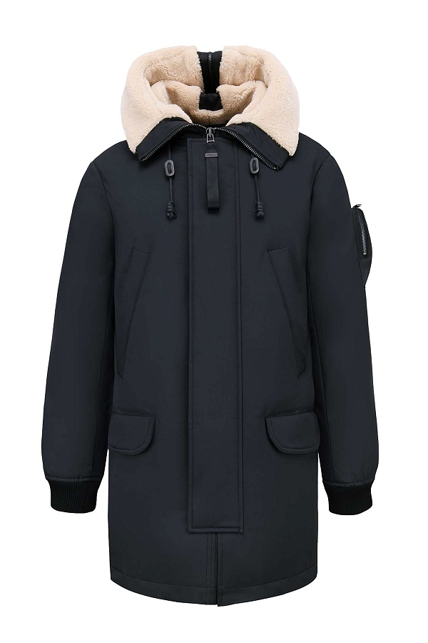 Графитовая пуховая парка с мехом