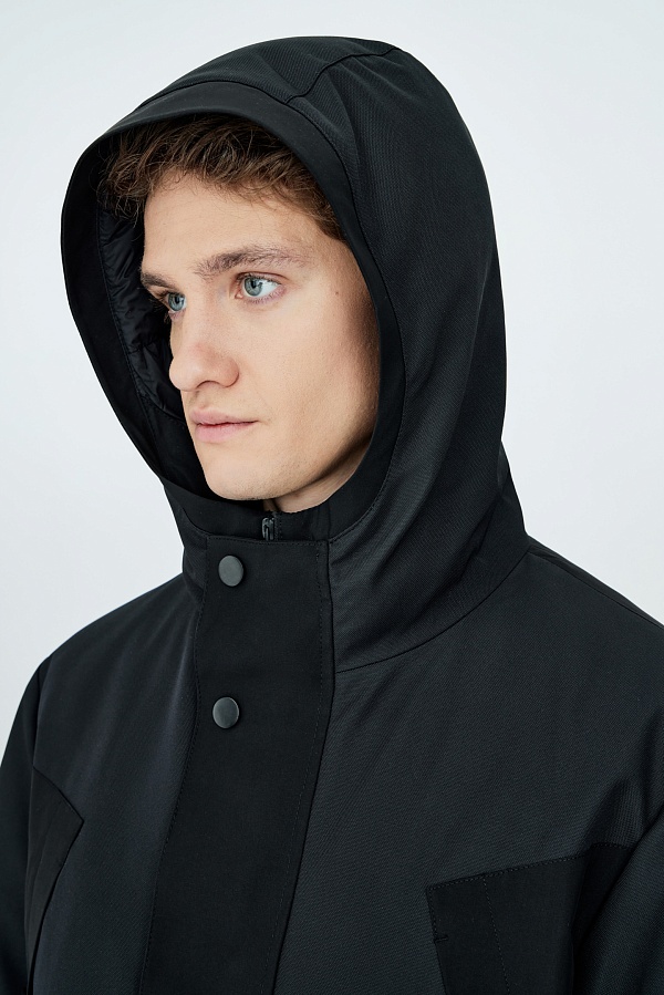 Чернильная комбинированная куртка на пуху