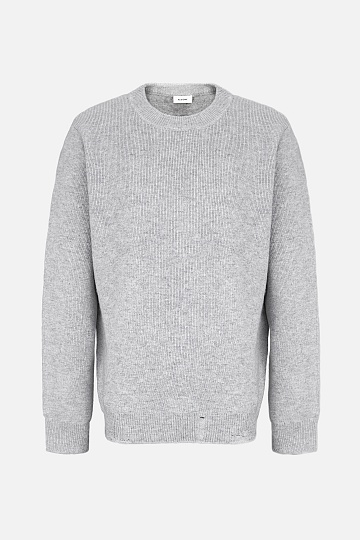 Светло-серый джемпер с рваным эффектом