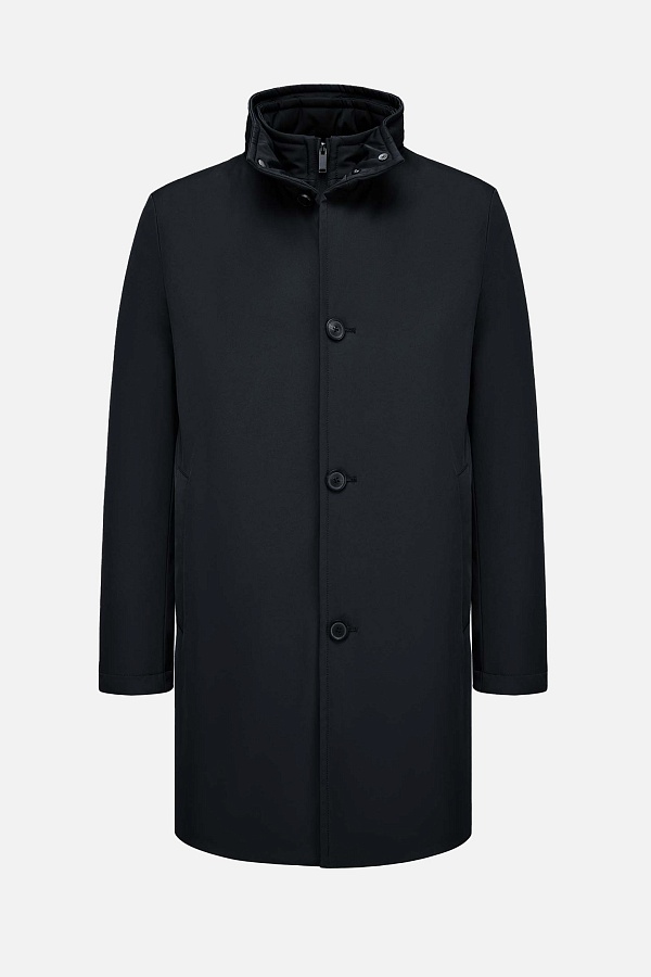 Черная пуховая куртка с воротником-стойкой