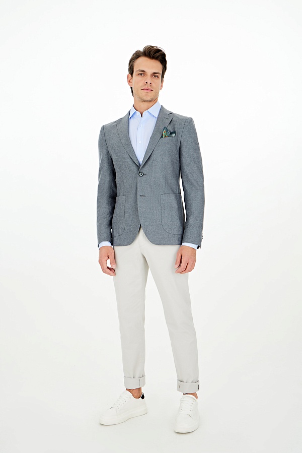 Серый меланжевый пиджак