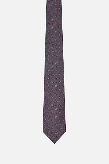 Галстук коричневого цвета с красным узором