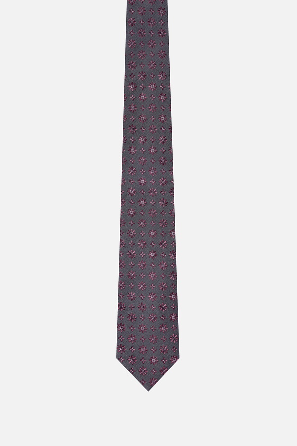 Галстук коричневого цвета с красным узором