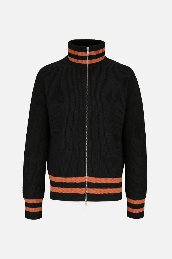 Черный кардиган на молнии с полосами