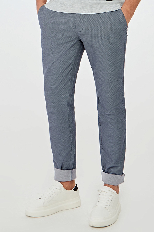 Серо-синие брюки из текстурной ткани