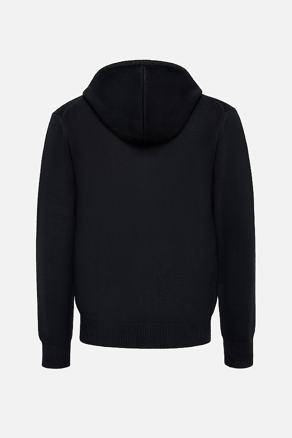 Черный кардиган на молнии с капюшоном