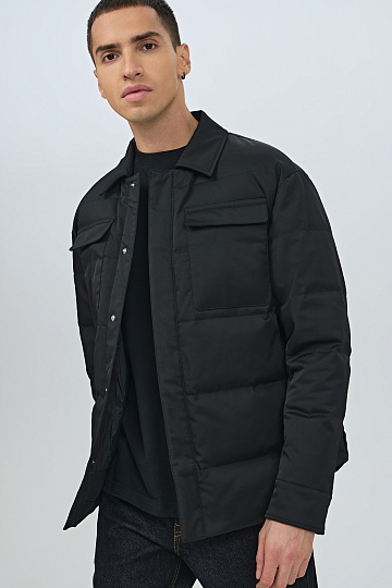 Черный ультратонкий пуховик