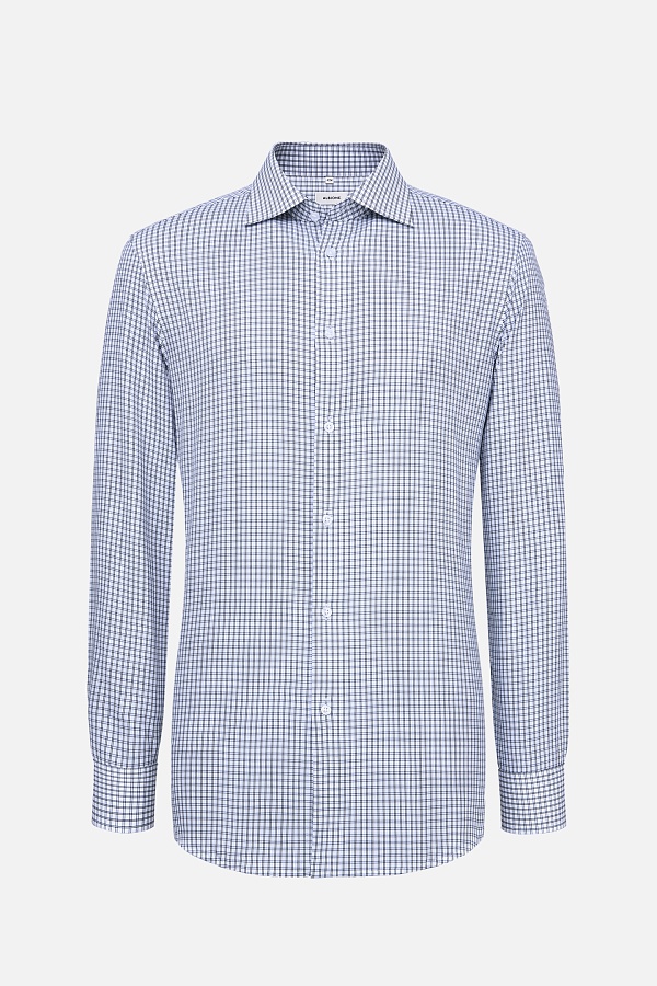 Белая рубашка в серую клетку