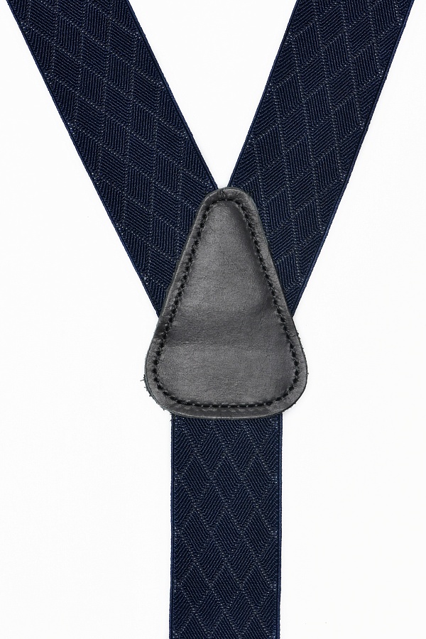 Темно-синие подтяжки в ромб