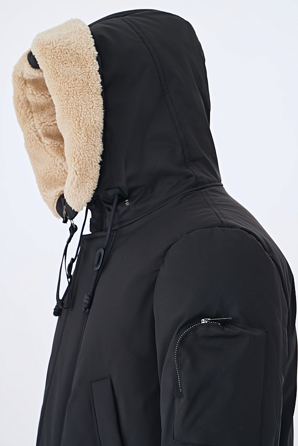 Графитовая пуховая парка с мехом