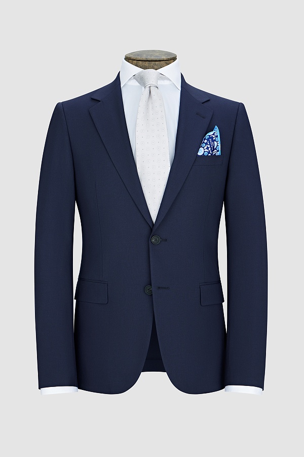 Темно-синий костюм из однотонной ткани