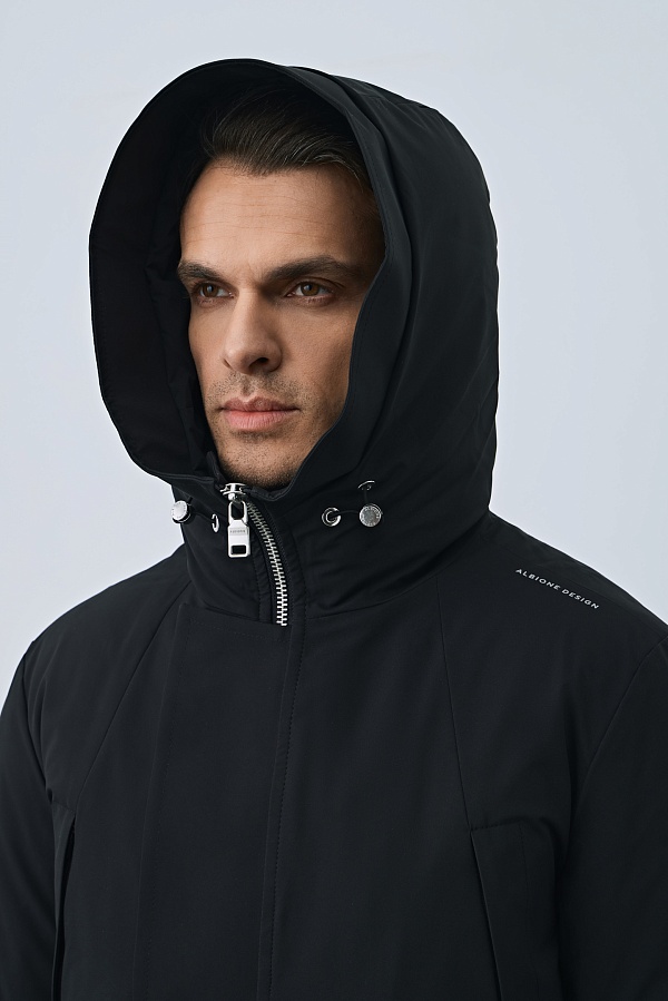 Пуховик с капюшоном, черный