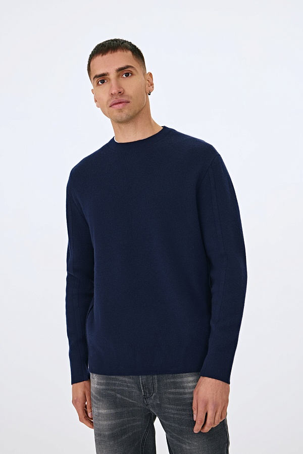 Темно-синий джемпер из шерсти
