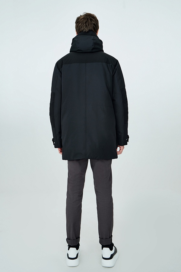 Чернильная комбинированная куртка на пуху