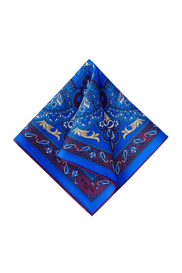 Сине-бордовый платок с орнаментом