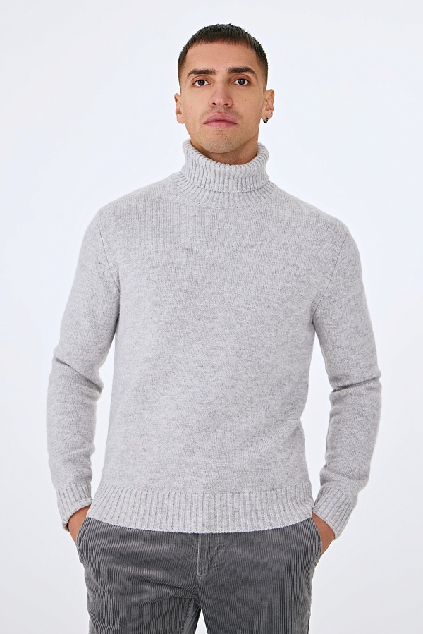 Светло-серый свитер из шерсти с эффектом меланж