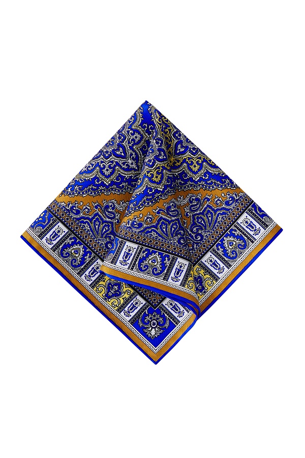 Сине-оранжевый платок с орнаментом