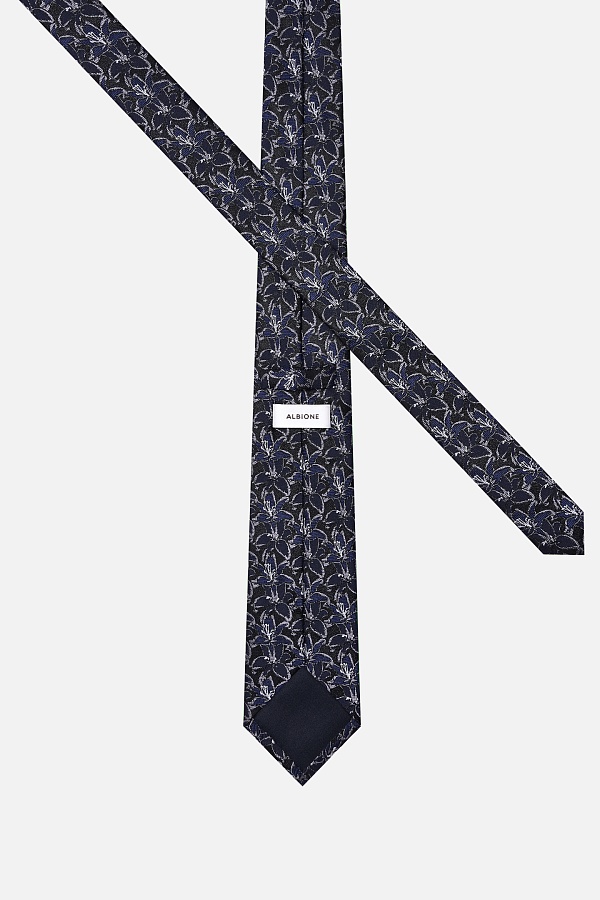 Черный галстук с узором цветы