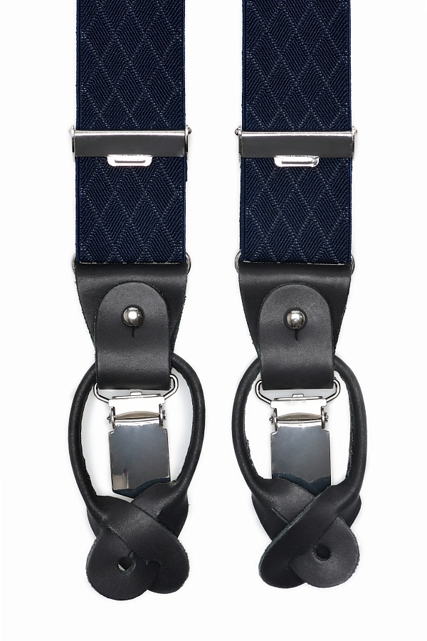 Темно-синие подтяжки в ромб