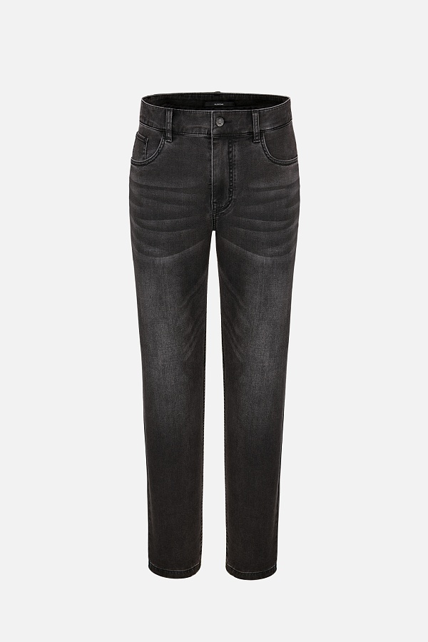 Темно-серые джинсы с потертостями