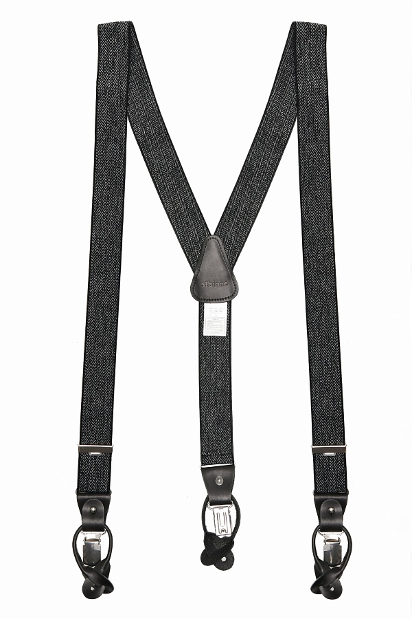 Темно-серые подтяжки в елочку