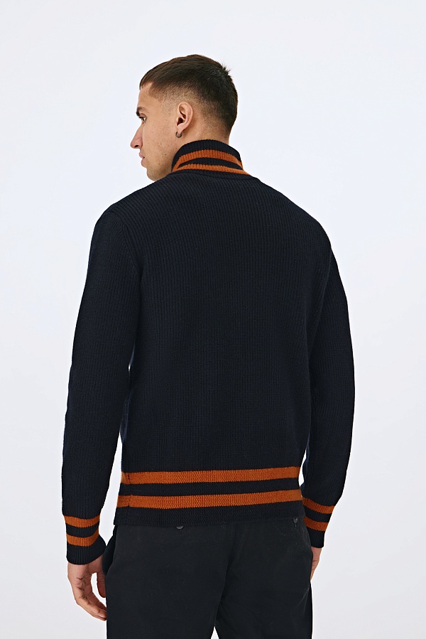 Черный кардиган на молнии с полосами