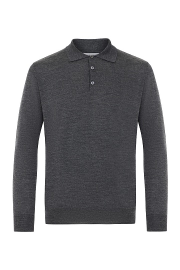 Легкий джемпер с воротником поло серого цвета