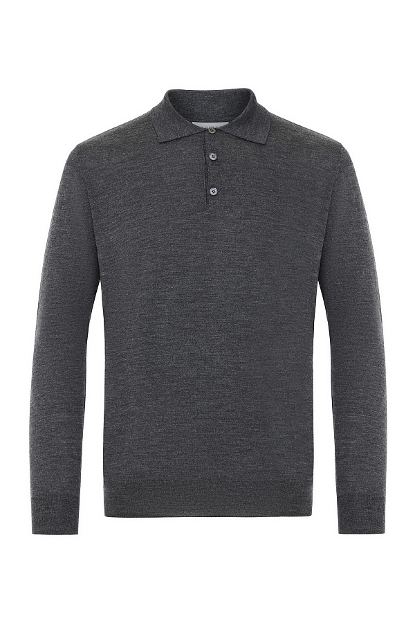 Легкий джемпер с воротником поло серого цвета