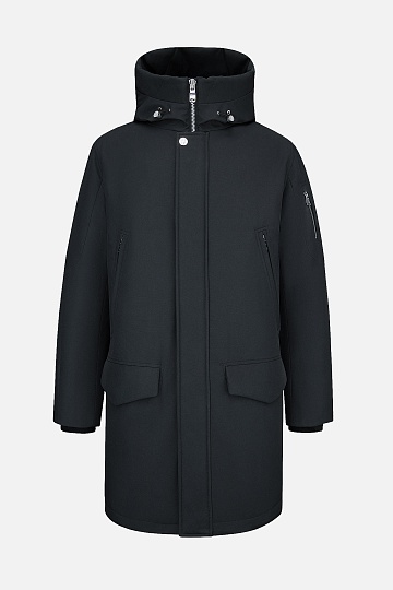 Черная пуховая куртка с капюшоном