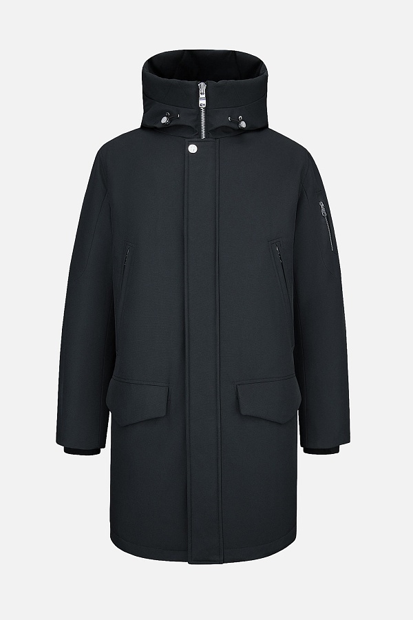 Черная пуховая куртка с капюшоном