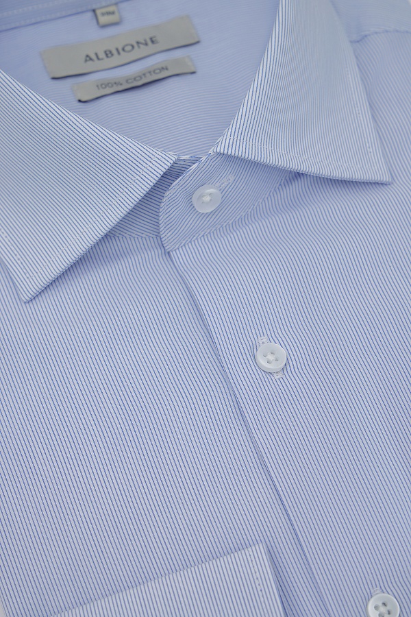 Сорочка в мелкую бело-голубую полоску