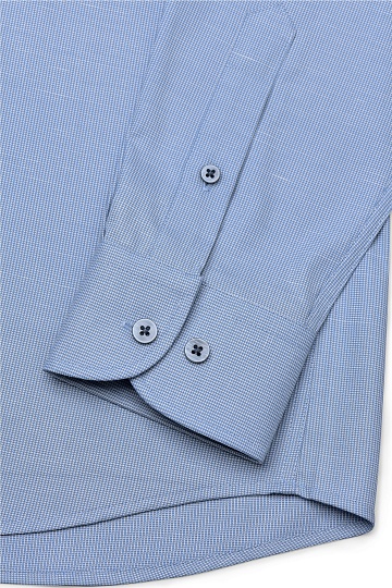 Голубая сорочка button-down в мелкую клетку