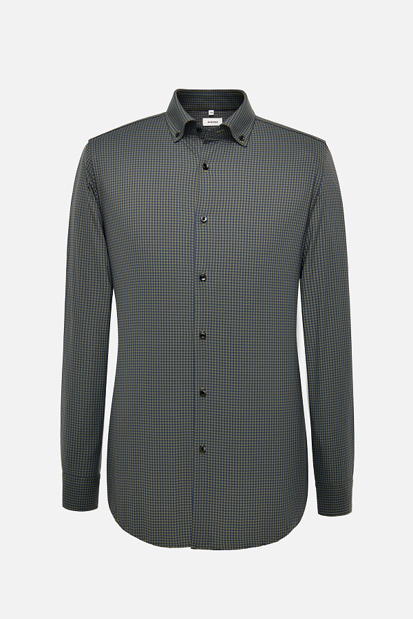 Сорочка в мелкую сине-зеленую клетку