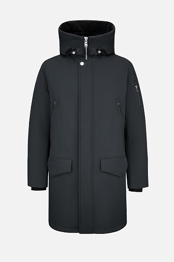 Черная пуховая куртка с капюшоном