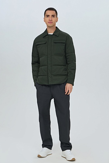 Темно-зеленый ультратонкий пуховик