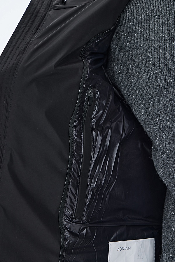 Черная пуховая куртка ADRIAN с капюшоном из натуральной овчины