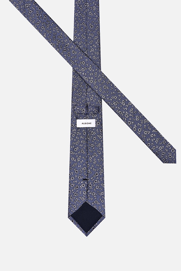 Галстук серого цвета с узором цветок