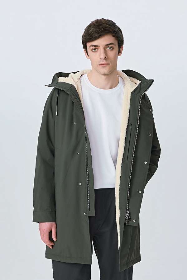Оливковая парка с мехом