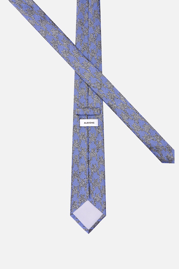Галстук голубого цвета в серый принт