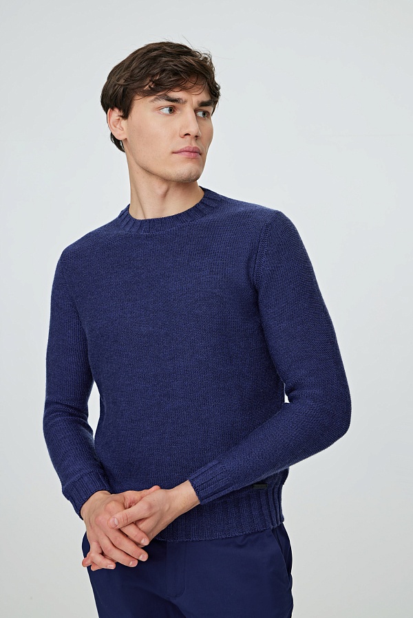 Темно-синий текстурный джемпер