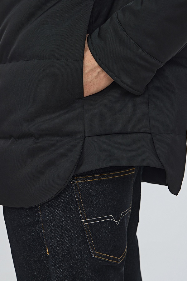 Черный ультратонкий пуховик