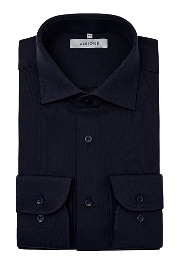 Темно-синяя сорочка из текстурной ткани