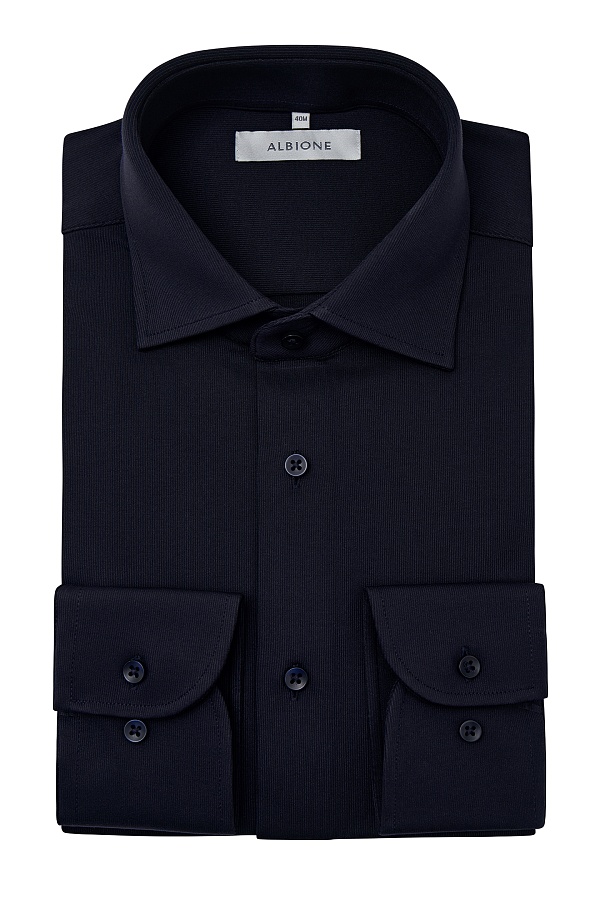 Темно-синяя сорочка из текстурной ткани