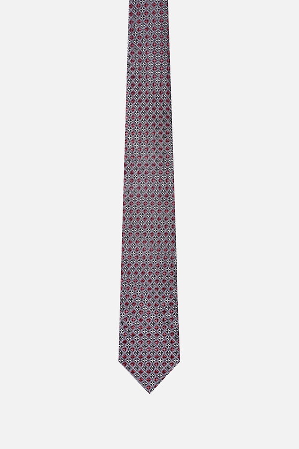 Черный галстук в красно-белый принт