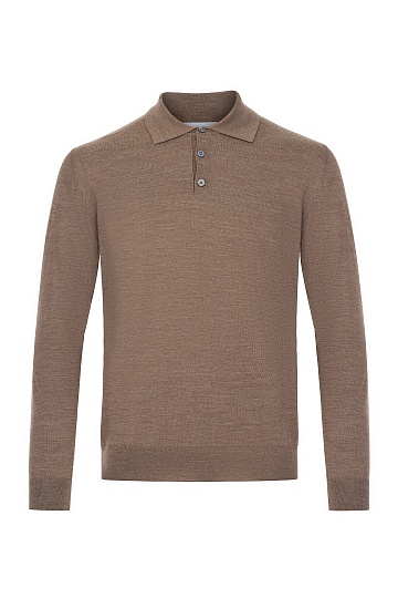 Легкий джемпер с воротником поло светло-коричневого цвета