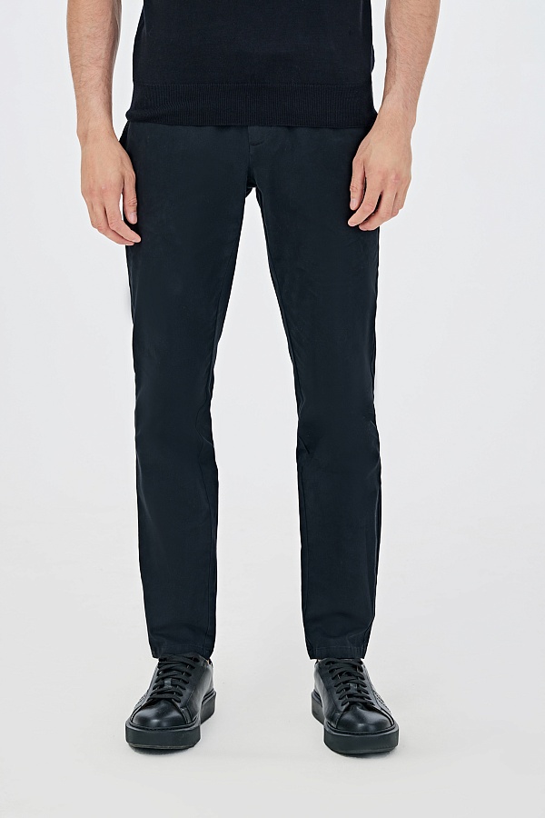 Хлопковые брюки иссиня-черного цвета