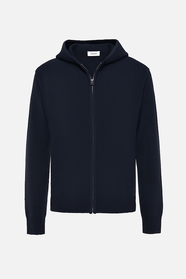 Черный кардиган на молнии с капюшоном